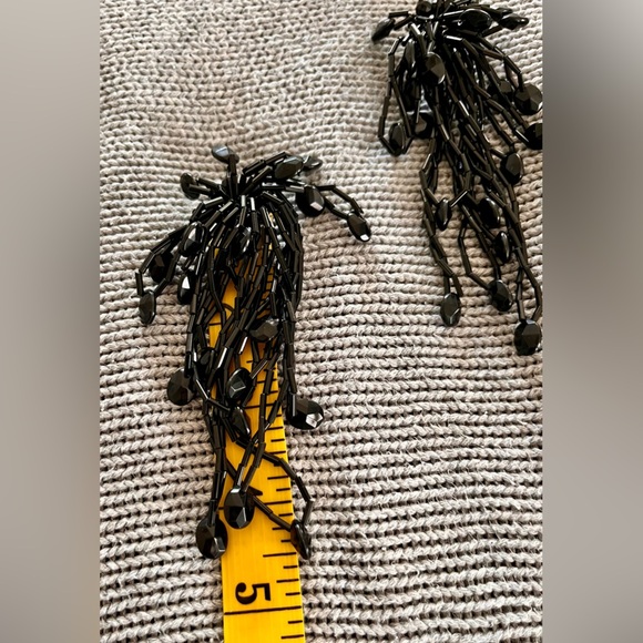 Black Earrings Beaded Popover Necklace Witchy Retro Goth Spider 80s Mobwife VTG - Picture 13 of 16